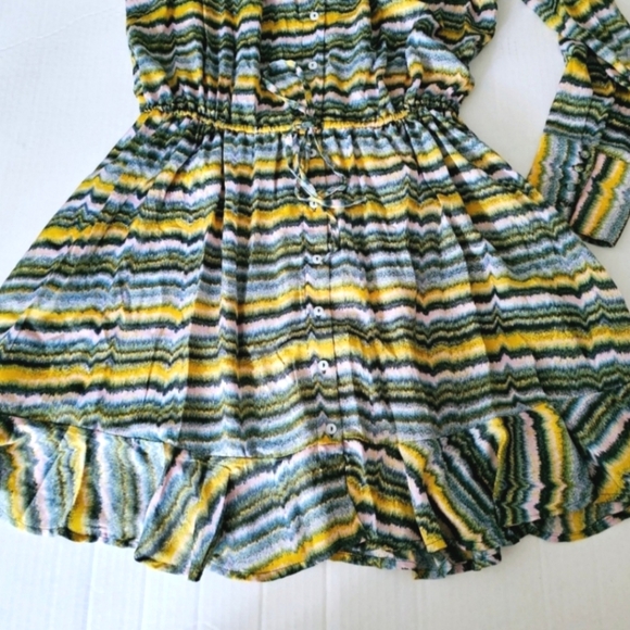 Jessica Simpson Shiloh dress size L button front ruffle hem V neck print NWT - Picture 7 of 14